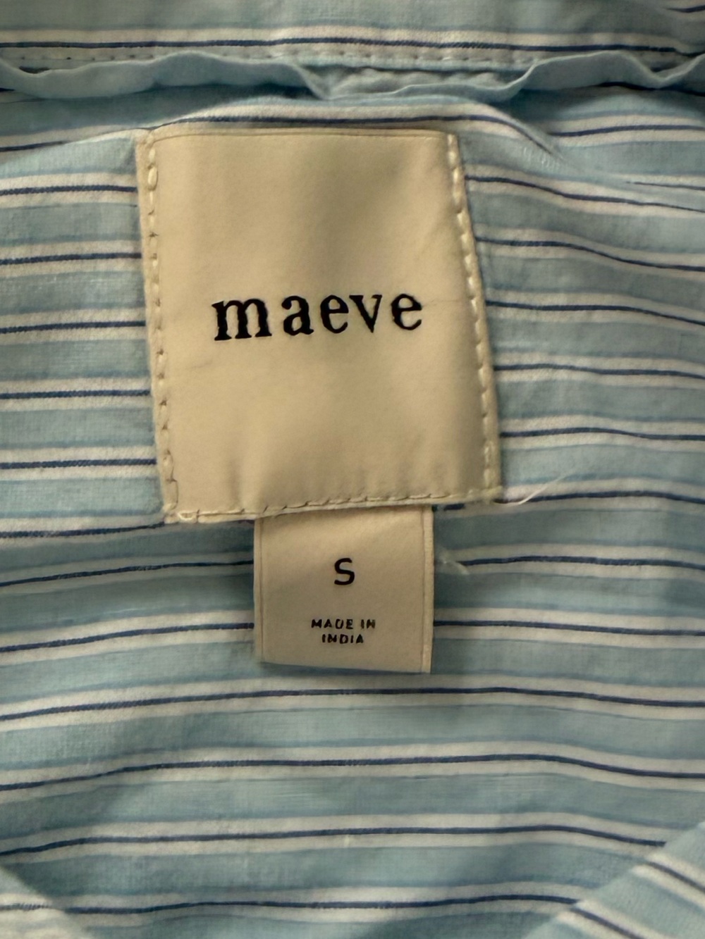 Anthropologie Maeve Long-Sleeve Waisted Buttondown Shirt - Blue Stripe - Size S - Picture 3 of 6